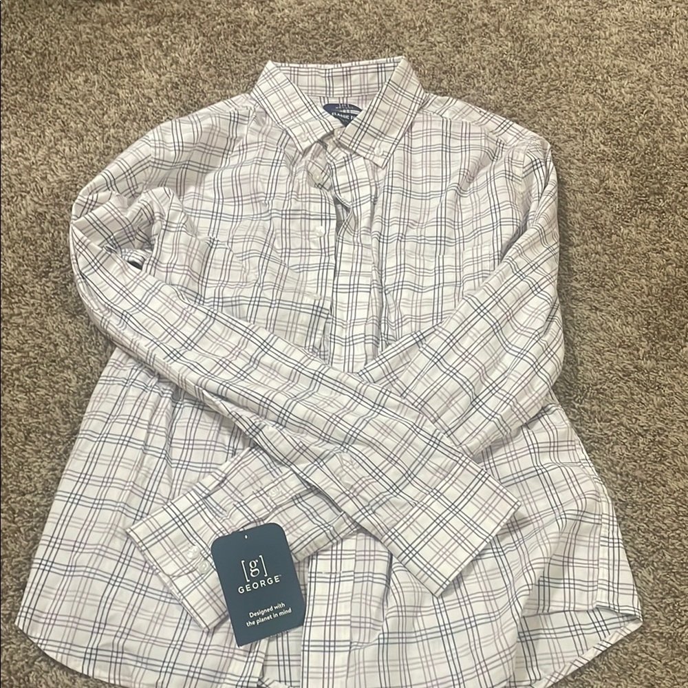 NWT George Plaid Button-Up Shirt